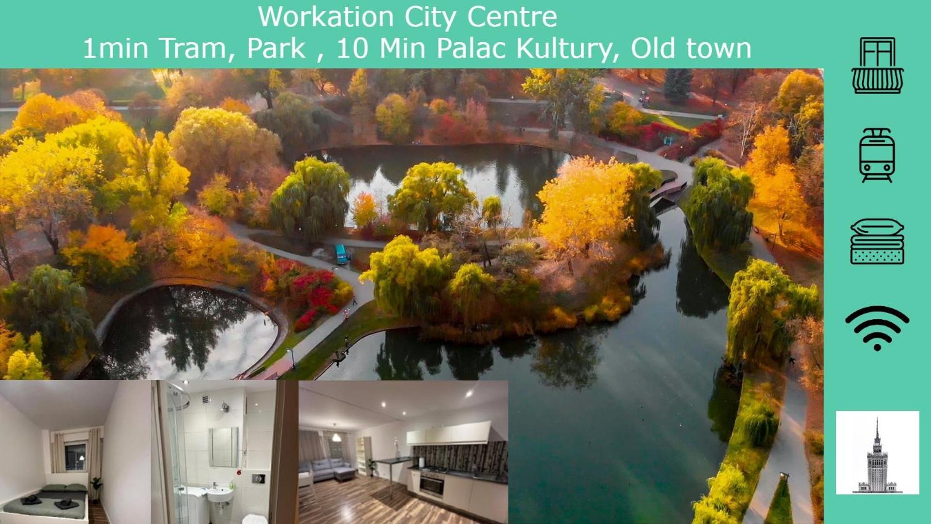 Apartament Workation, Centre, 4-5 Persons 3-4 Nights Offer, Nature Park Metro 1min , 15 Min Palac Kultury, Balcony, Quiet, Easy Parking Chroniony